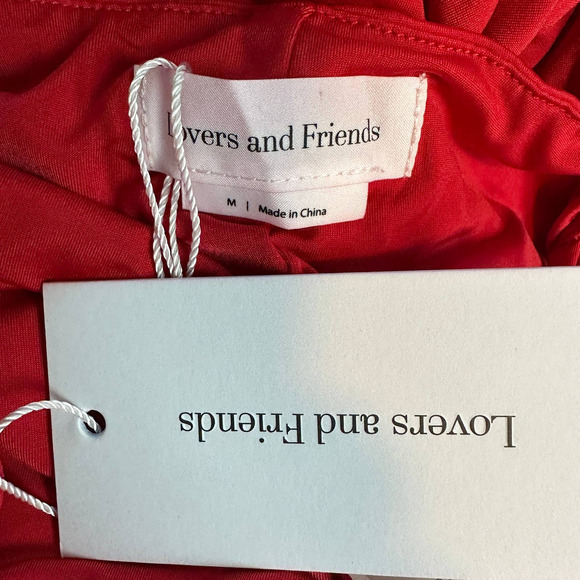 Lovers + Friends Red Wide Leg Jumpsuit MEDIUM Strappy Jersey Revolve $178 NEW - Picture 7 of 9